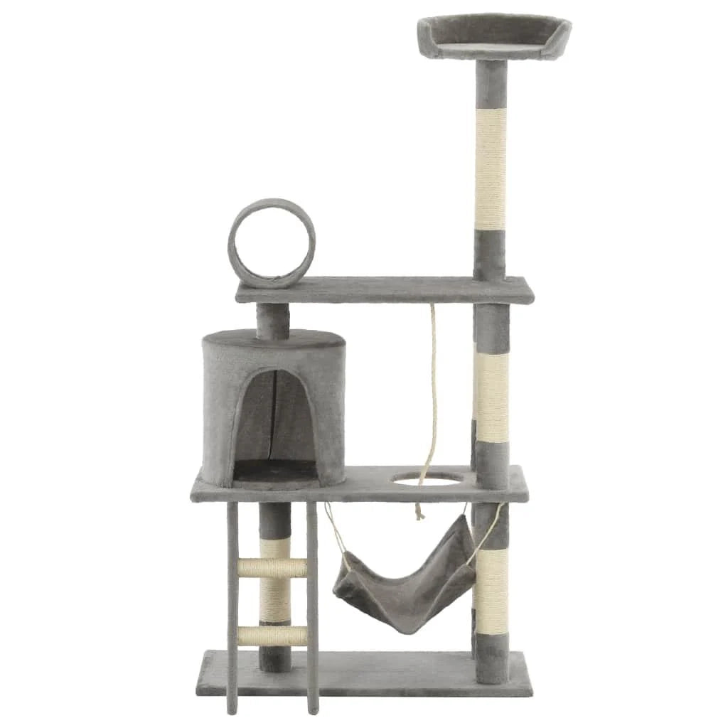 Tiragraffi albero per gatti cuccia per gatti giocattolo peluche sisal 140 cm grigio 3702125