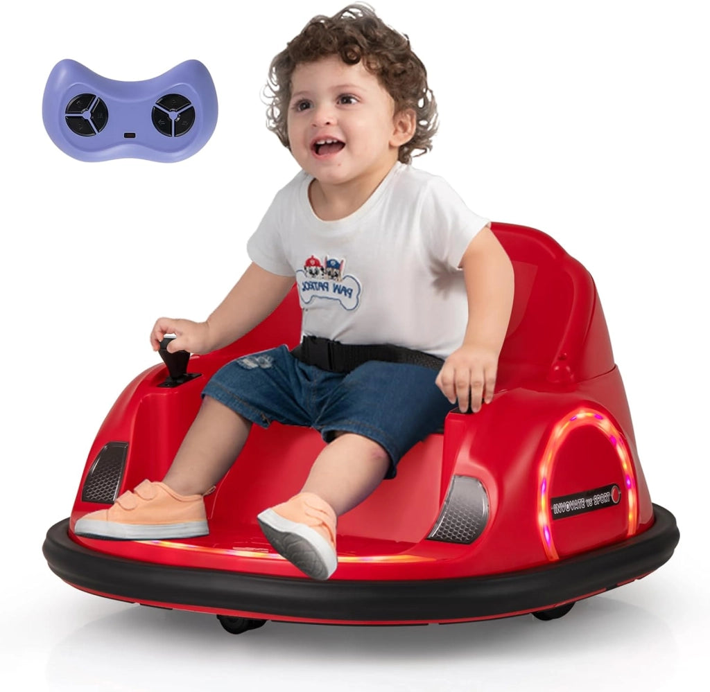 Autoscontro Elettrico per Bambini, Macchina Elettrica per Bambini con Luci LED, Connessione Wireless, Musica Giro a 360°, Macchina Cavalcabile per Bambini 18+ Mesi (Rosso)