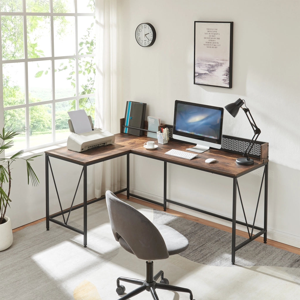 Scrivania Angolare Frelvepirg Tavolo a L 165x110x75 cm Effetto Noce [en.casa]