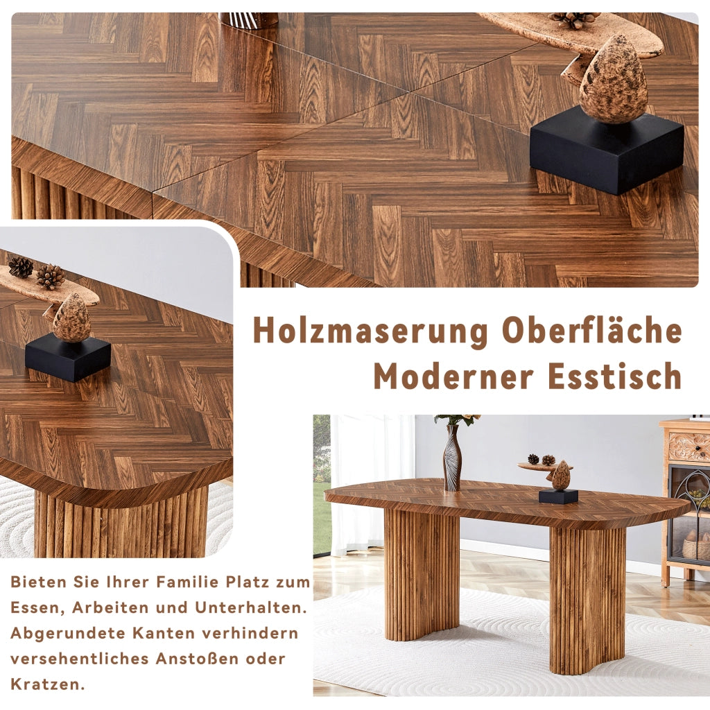 Tavolo da pranzo in MDF con supporto a colonna ad arco, stile moderno, per sala da pranzo e soggiorno, 180 × 90 cm