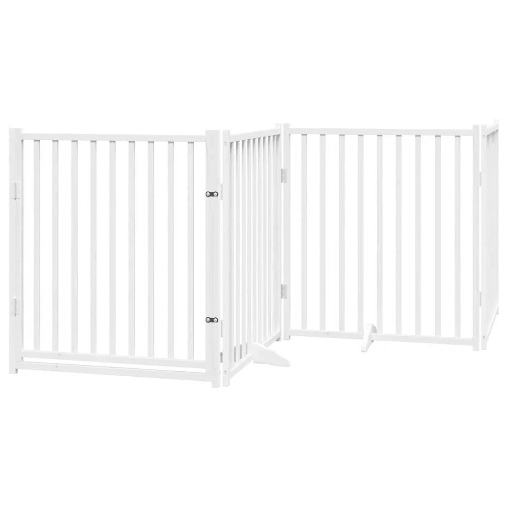 Cancelletto di sicurezza per animali domestici porta pieghevole 6 pannelli legno di pioppo bianco 02_0023233