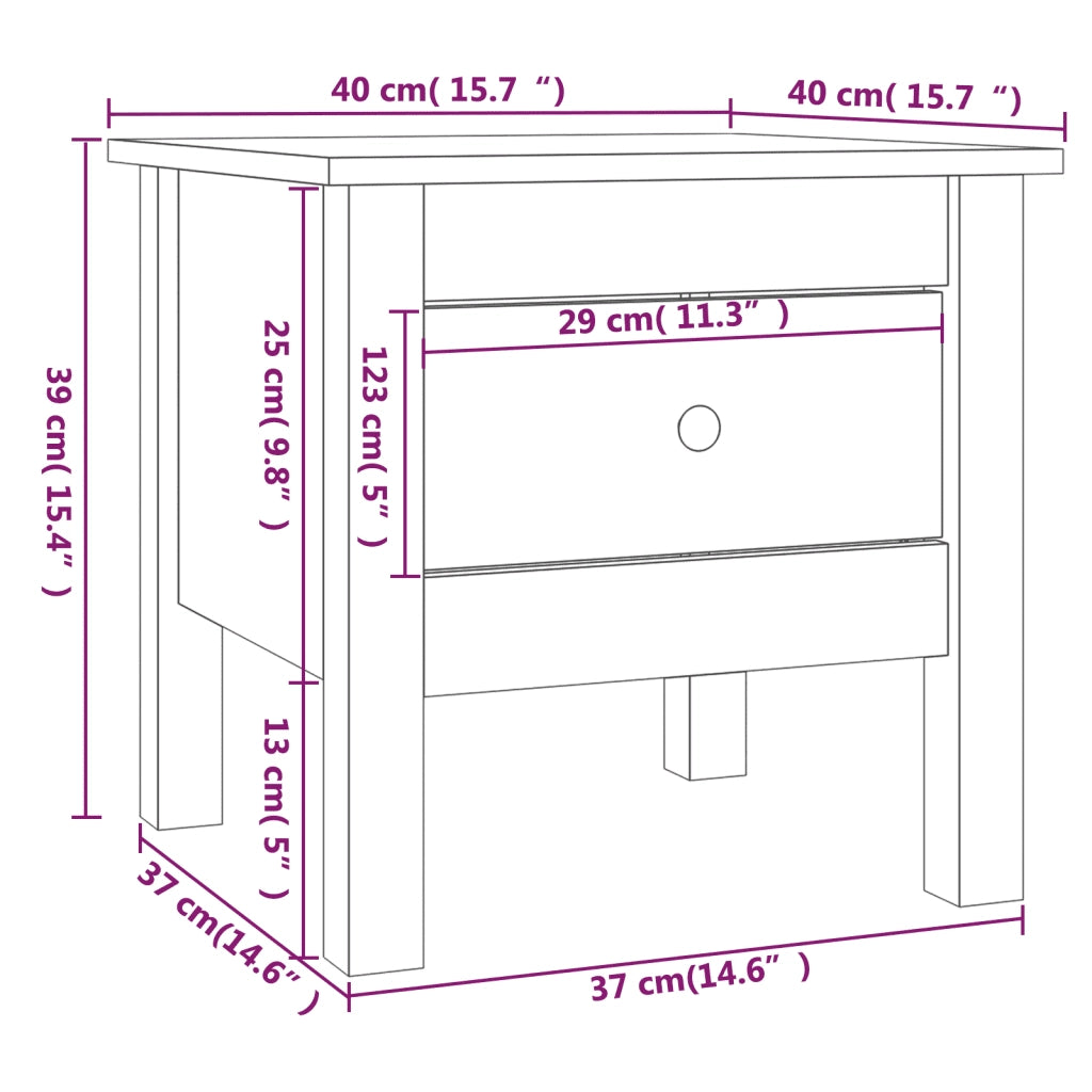 Tavolino | Tavolo laterale Bianco 40x40x39 cm Legno Massello di Pino