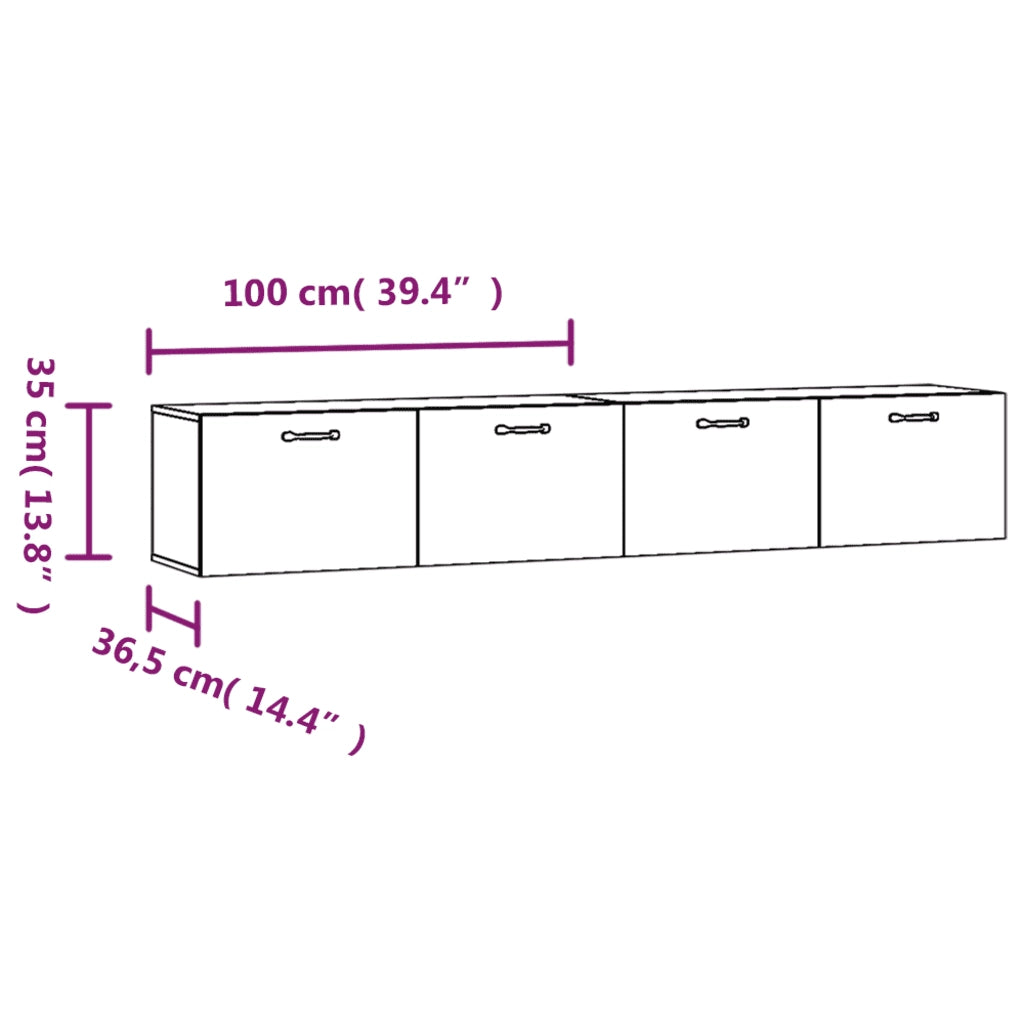 Mobili Parete 2 pz Bianco 100x36,5x35 cm in Legno Multistrato 3115668