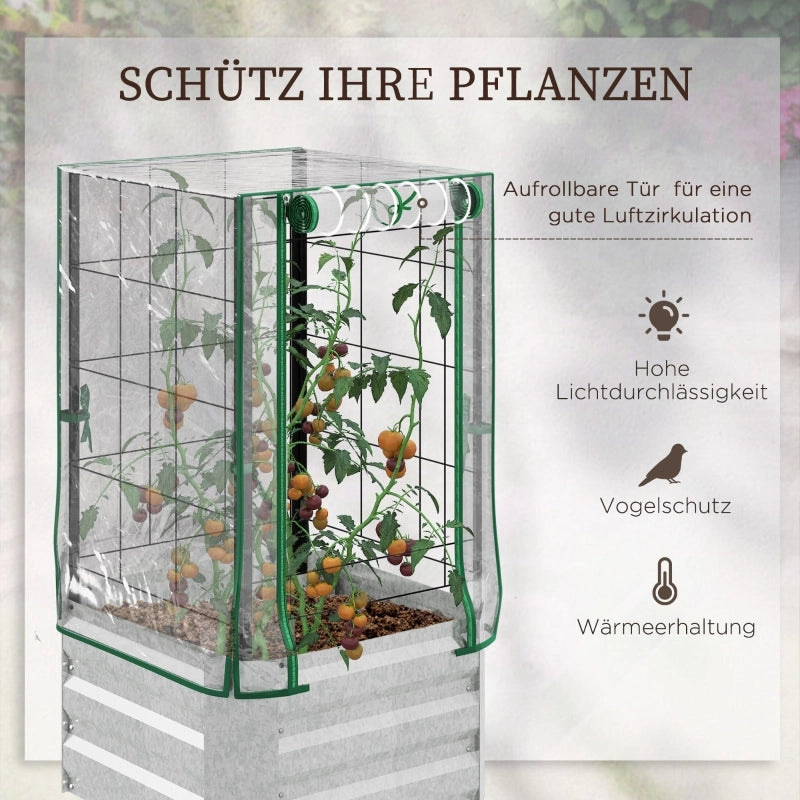 CASSETTA DA GIARDINO 53x53x90 cm PVC Argento Set 3 in 1