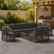 Set Divano da Giardino 11 pz Grigio polyrattan 3436037