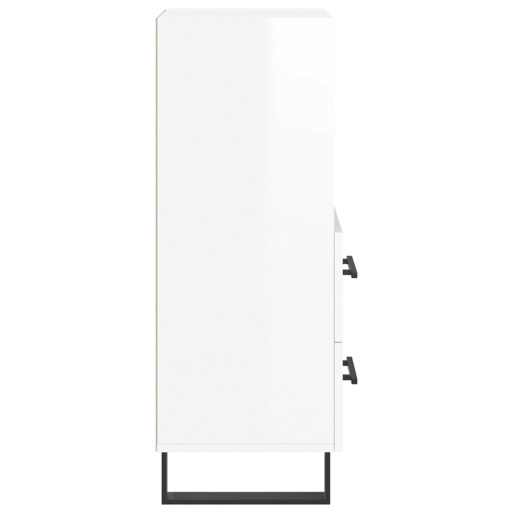 Credenza Bianco Lucido 34,5x34x90 cm in Legno Multistrato 828694