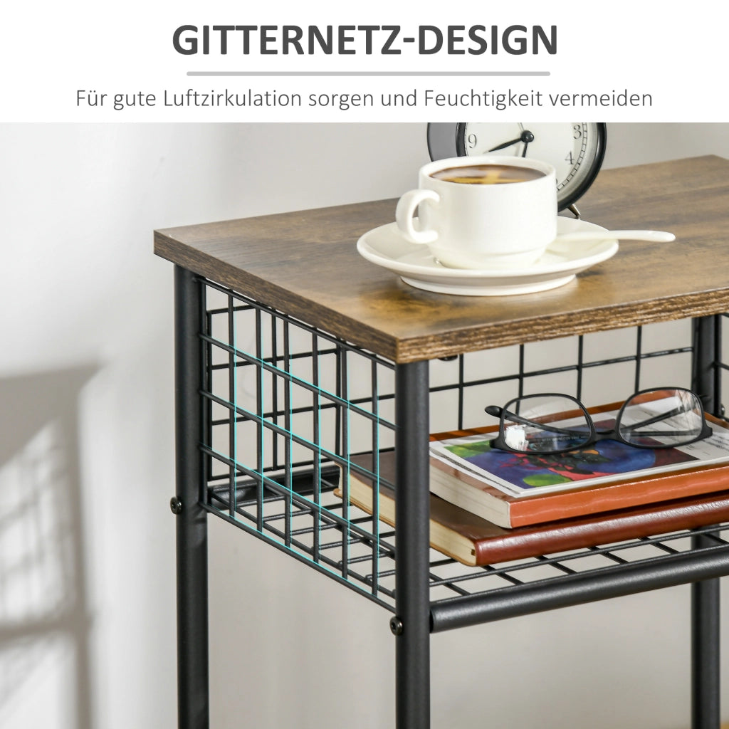 Carrello da cucina con cestino e scaffale 4 ruote ¨C zephmum ¨C 40x30x62 cm nero marrone