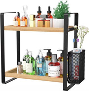 Organizzatore per Vanity a 2 Livelli in Legno per Bagno - Organizzatore per la Cura della Pelle - Organizzatore per Vanity - Piccola Scatola