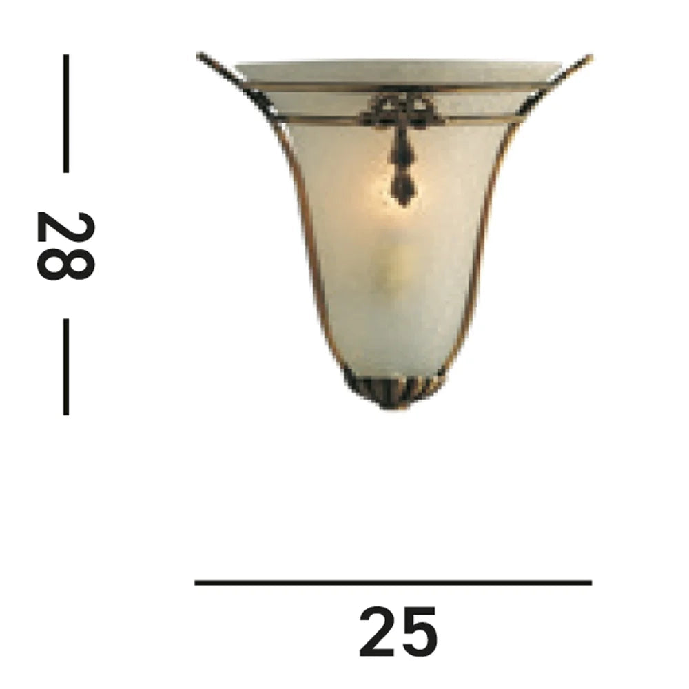 Applique Contemporanea Nashville Ottone Bronzo Vetro Ambra 1 Luce E14