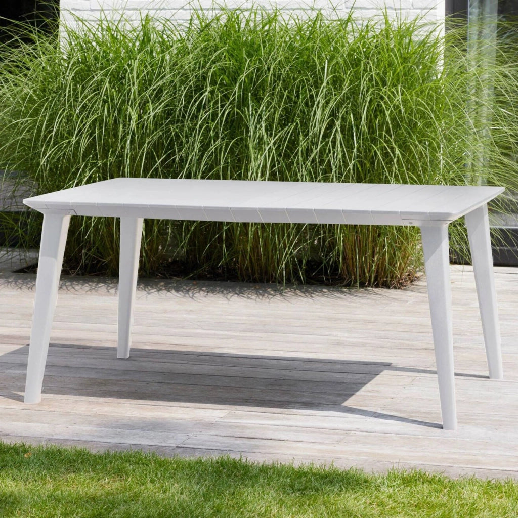 Tavolo da esterno Brockville, Base per picnic, Piano da pranzo da giardino, Banco outdoor multiuso, 157x98 h74 cm, Bianco