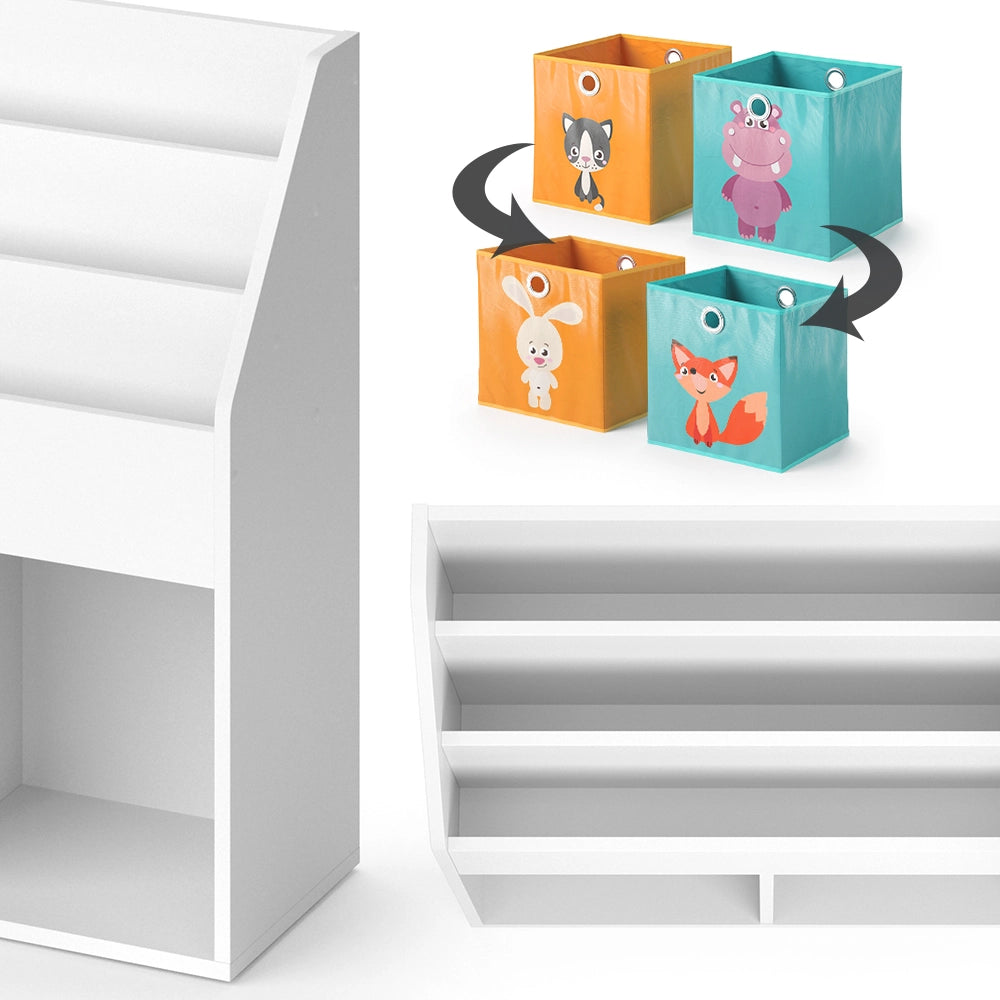 Vicco Libreria bambini Bianco 30.7 x 79 cm con 2 scatole pieghevoli opt.1
