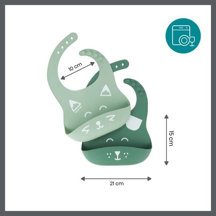 Babymoov Set 2 bavaglini BIB'ISY in silicone, con tasca frontale