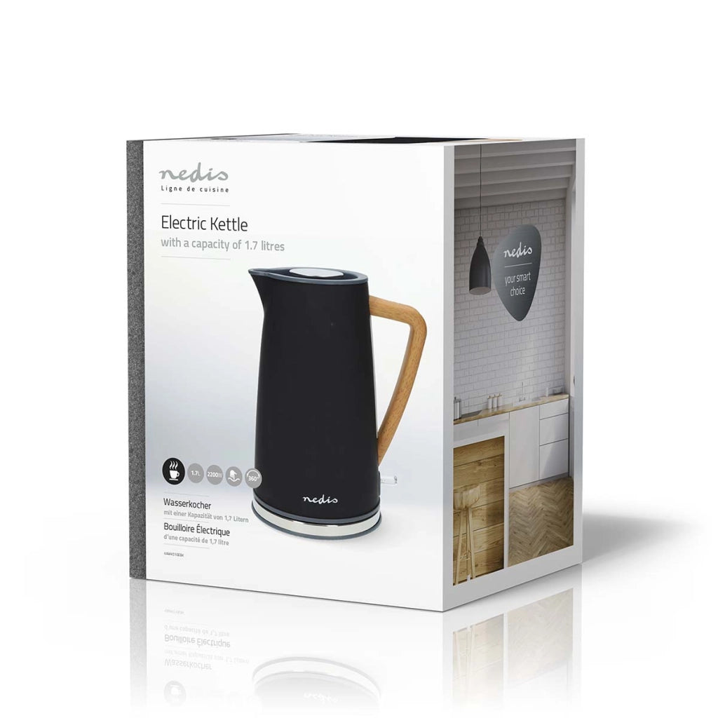 Bollitore elettrico Soft Touch da 1,7 l 2200 W con regolatore Strix Nero Nedis