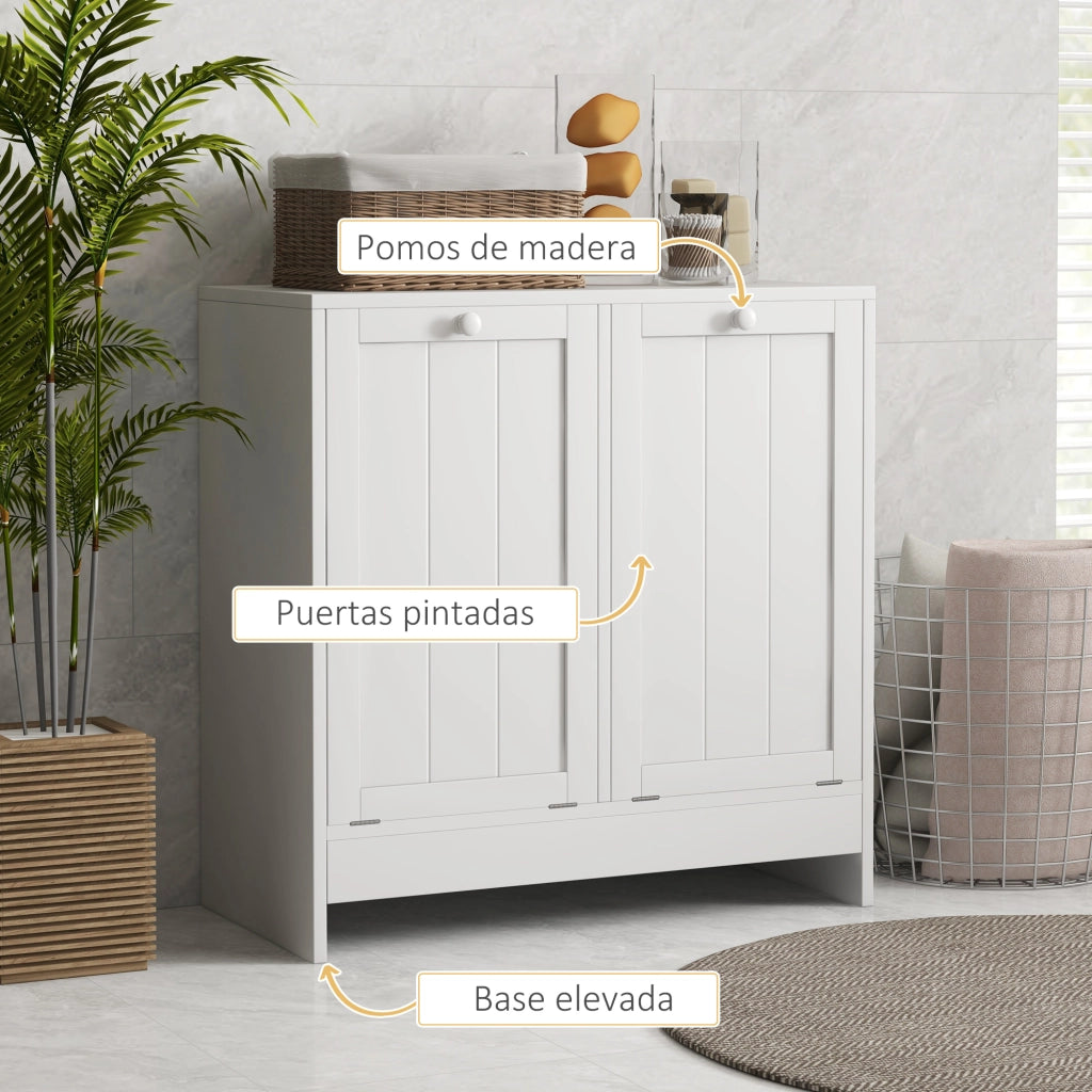 Armadio per biancheria sporca con 2 cestini ¨C zephmum ¨C 66x33x68 cm bianco