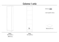 Armadio 1 Anta 43x190x29 cm Ossido Nero/Cemento