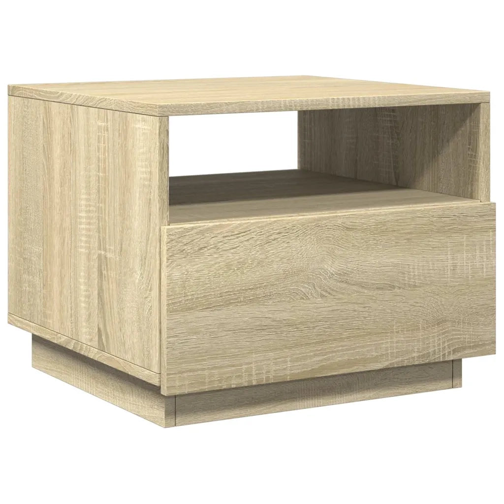 Tavolino da Soggiorno con Luci LED-Tavolino da Salotto-Tavolo Rovere Sonoma 50x49x40 cm