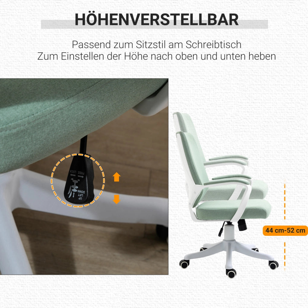 Sedia da ufficio ergonomica verde con supporto lombare