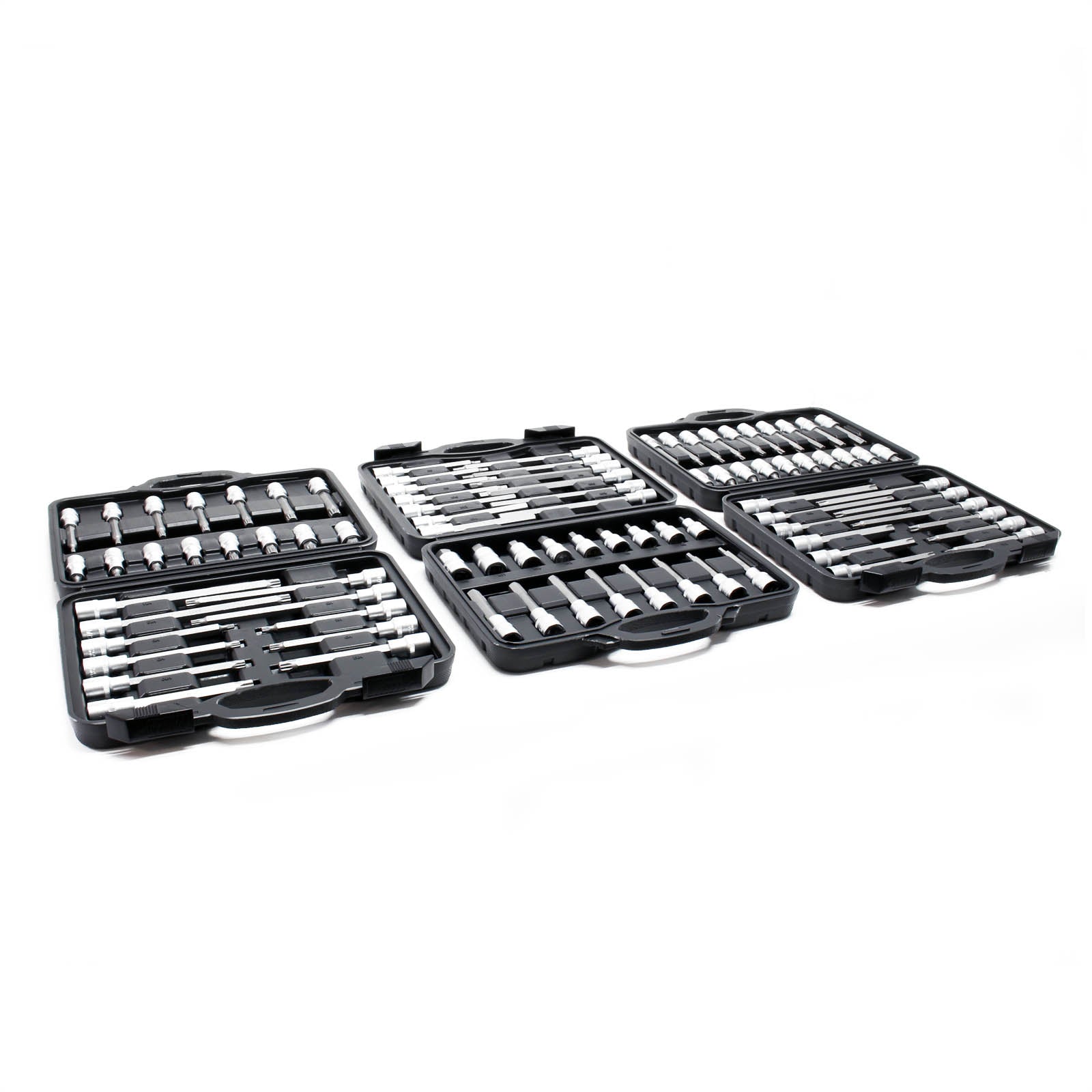 Set chiavi a bussola 88 pz. con esagono cavo, multidente interno e esagono incassato in 3 valigette