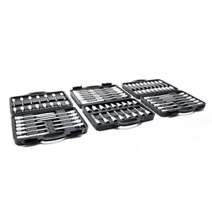 Set chiavi a bussola 88 pz. con esagono cavo, multidente interno e esagono incassato in 3 valigette