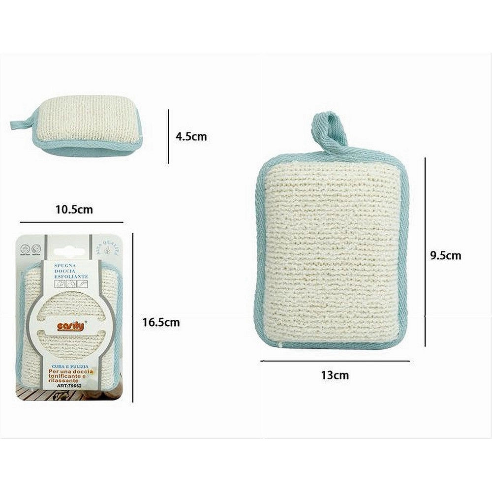 Trade Shop - Spugna Doccia Esfoliante Bagno Per Cura Corpo Bombata 13x9.5x4.5cm Azzurro 79652 -