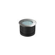 Sigma 12 Proiettore LED da incasso a pavimento 3000K, faretto circolare IP65, fascio 30° in acciaio inox 304, finitura argento - Beneito & Faure
