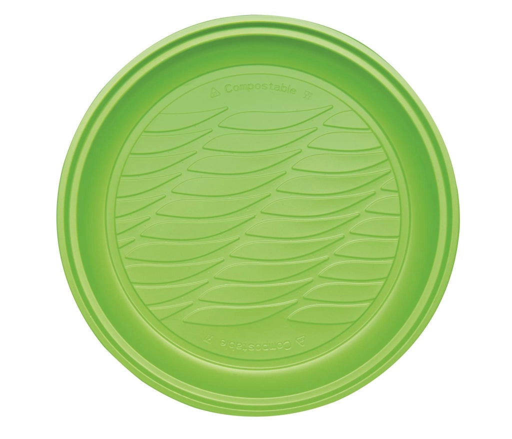 MAURY'S PIATTI PIANI BIOPLASTIC DIAMETRO 21,5 CM 20 PEZZI IN COLORAZIONE VERDE