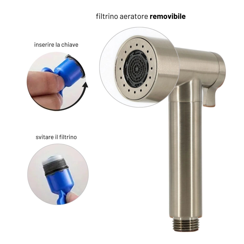 Idroscopino wc doccetta ottone portatile shutoff monogetto con leva ogomondo kit *** finitura- nickel spazzolato tond...