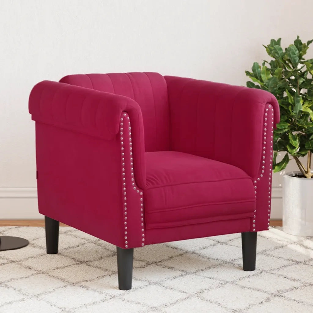 Poltrona | Sedia Relax Rosso Vino in Velluto