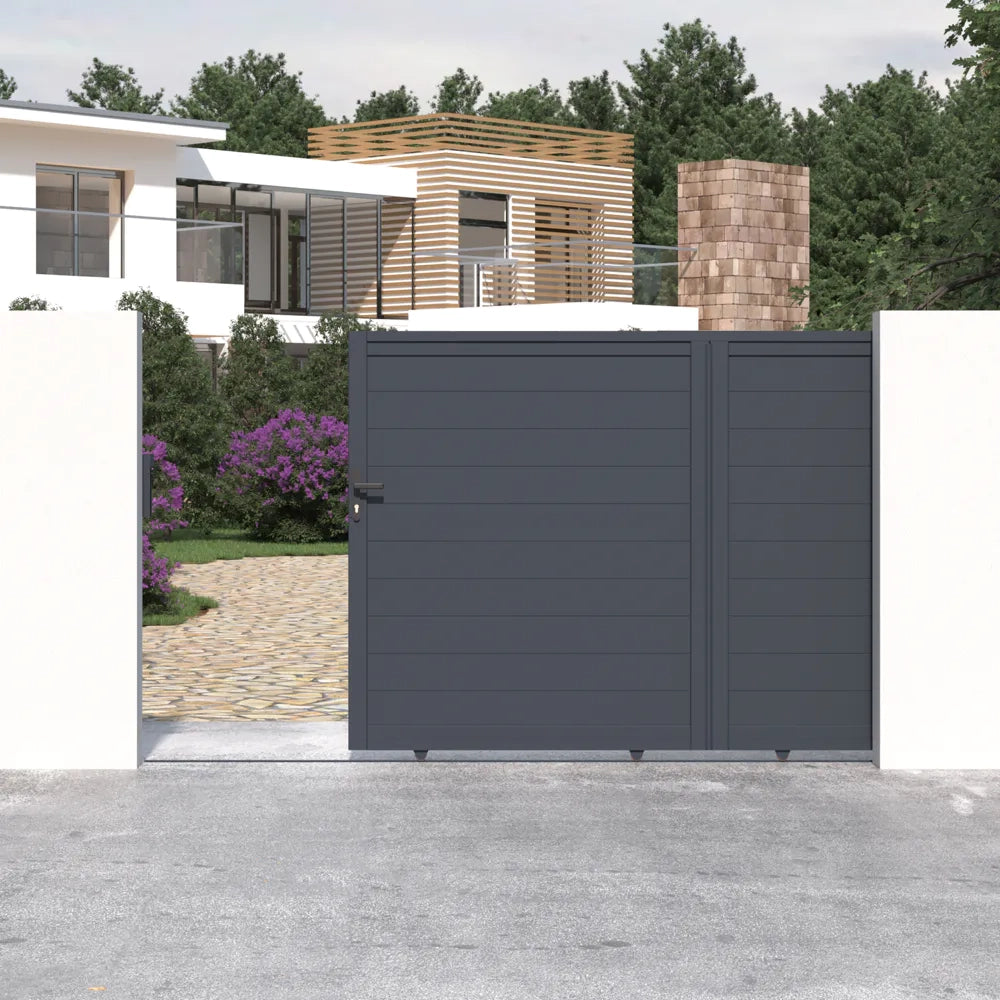 Cancello in alluminio scorrevole 300x173cm grigio freddo