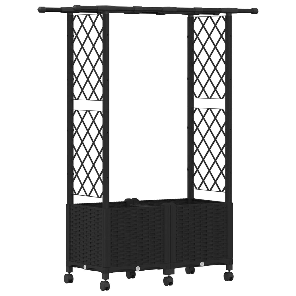 Letto Rialzato con Griglia e Tetto Nero 124,5 x 40 x 142 cm PP 3423030