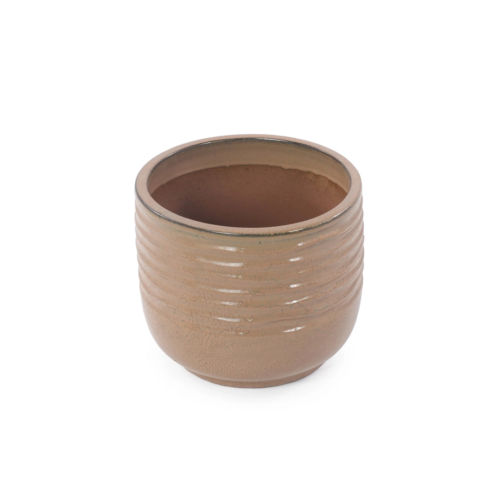 VASO IN CERAMICA LUCIDA Ø 36 cm Marrone Chiaro, fatto a mano