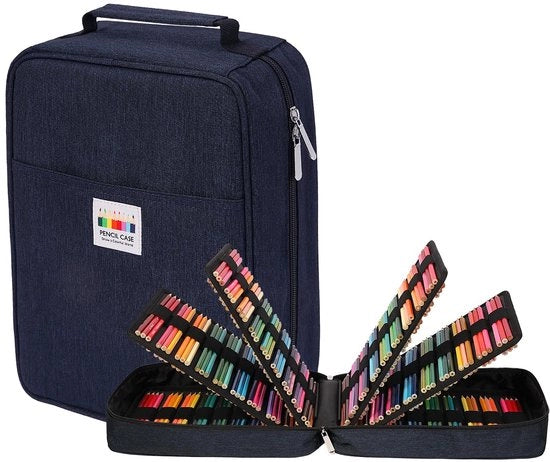 Etui XXL grande con 270 cassette per pennarelli, contenitore impermeabile per matite acquerello, pennarelli e pennarelli a gomma (blu)