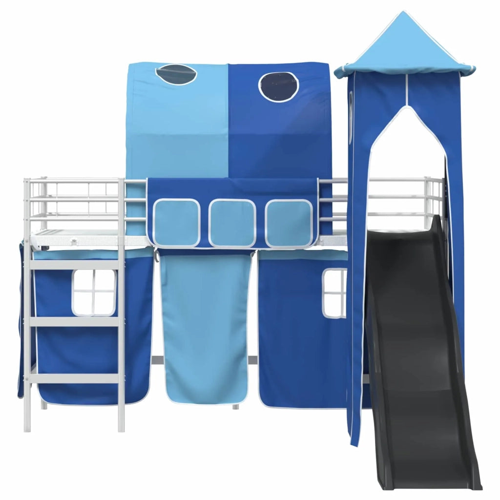 Struttura del letto loft per bambini-Giroletto per bambini Bianco e Blu 90 x 190 cm 690969