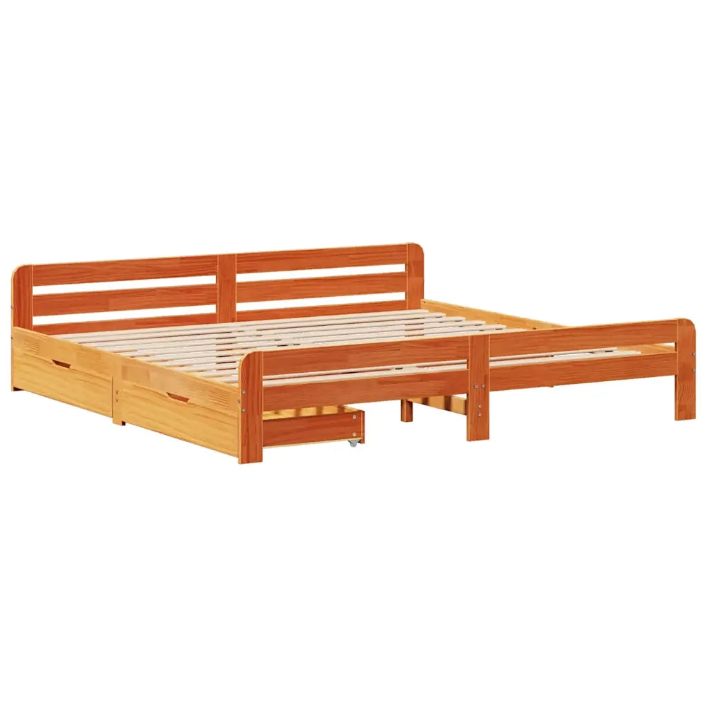 Letto senza Materasso Marrone Cera 200x200 cm in Legno di Pino 3309028