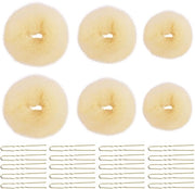 Set di creazione di chignon per capelli, 6 accessori per capelli con 20 spille a U per donne e ragazze (Beige, Oro)