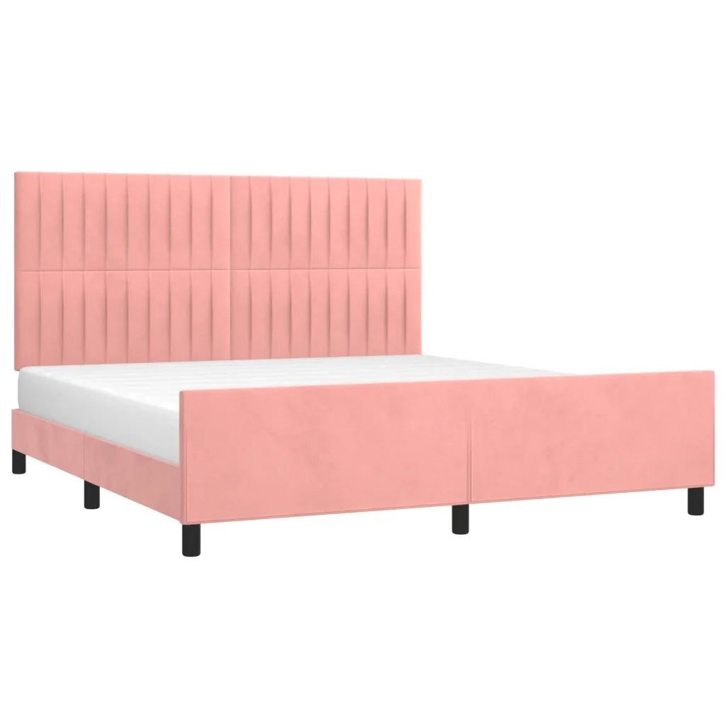 Giroletto con Testiera Rosa 160x200 cm in Velluto 3125890