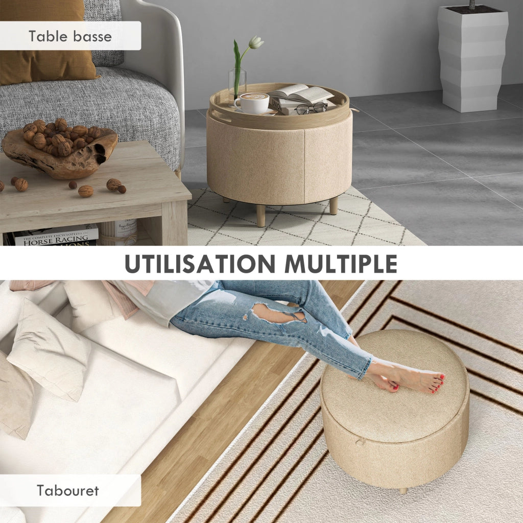 Pouf con cuscino e vano ¨C Minimal ¨C legno beige