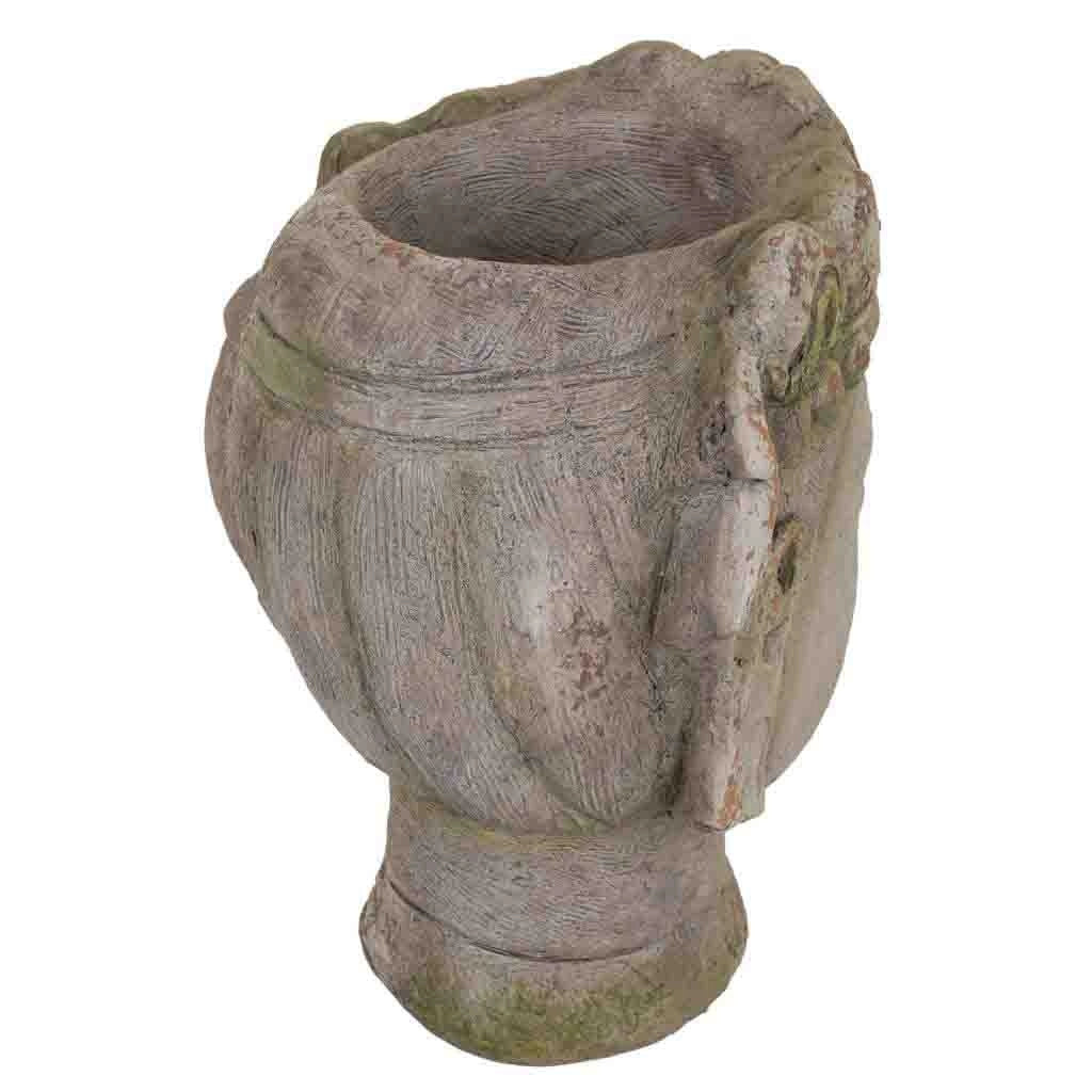 Vaso a forma di testa di Buddha in magnesio 35x28x38 grigio