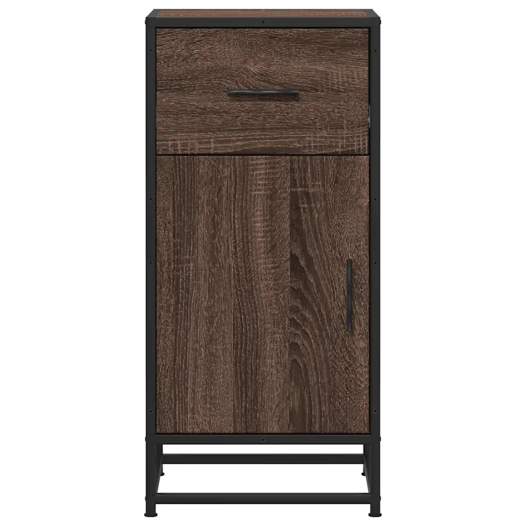 Credenza Rovere Marrone 35,5x35x76 cm in Truciolato e Metallo 848963