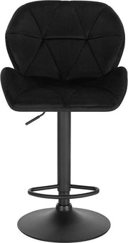 Barstolo Comodo Nero - Con schienale di pelle - Solido- Velvet - Set da 1 - Cucina - Sedili bar ergonomici - Regolabili in altezza - Altezza seduta 60-82cm