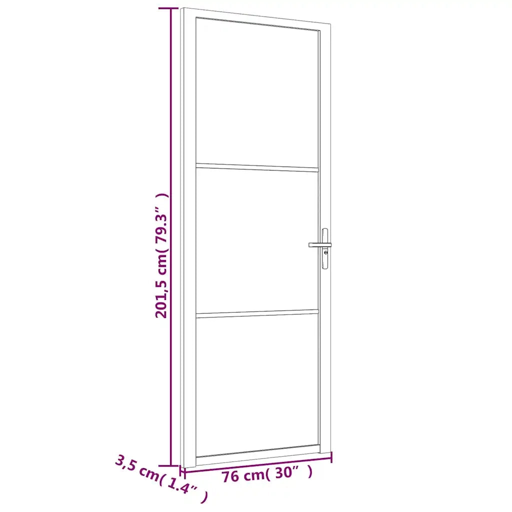 Porta Interna 76x201,5 cm Bianca in Vetro ESG e Alluminio 350584
