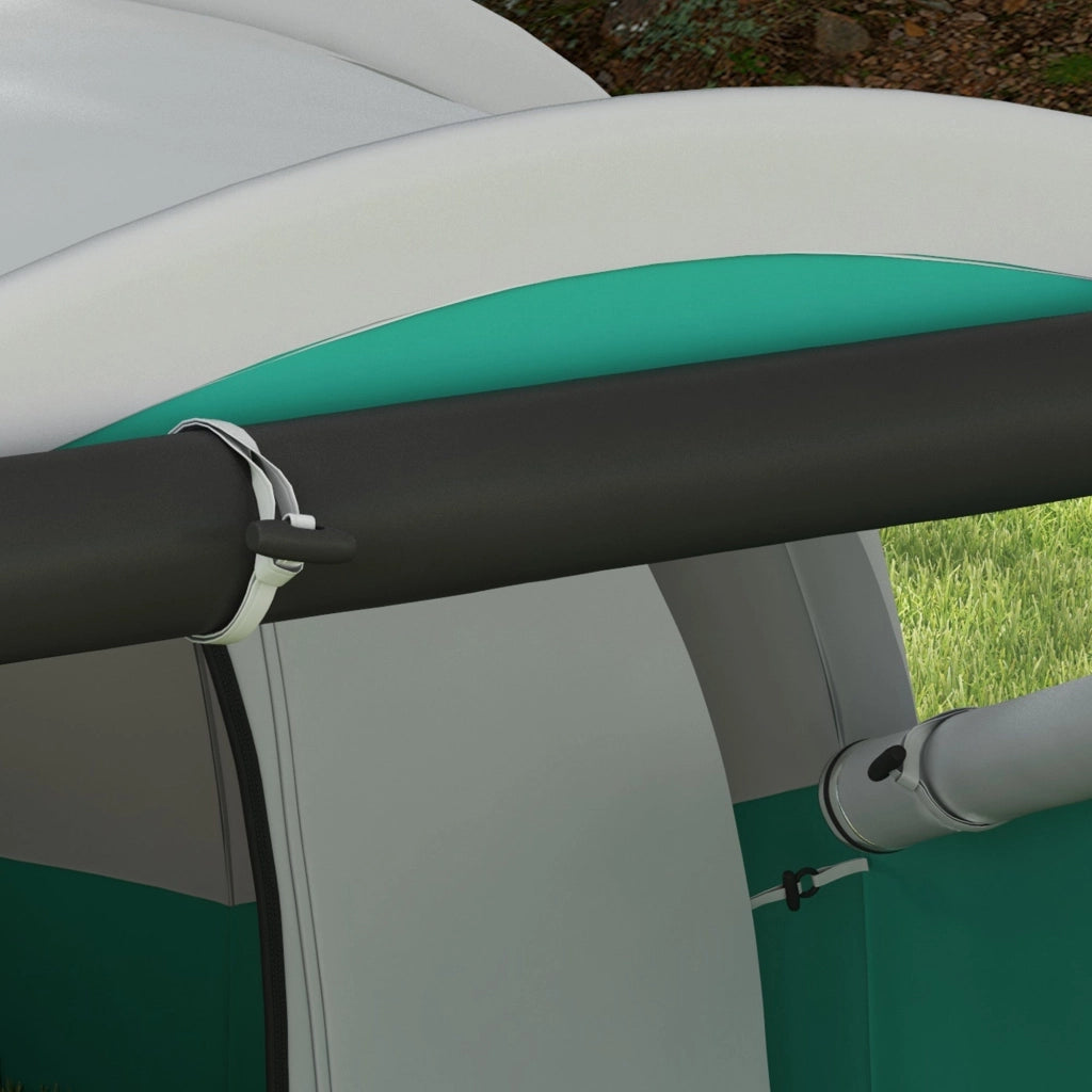 Tenda da Campeggio 2-4 Posti Impermeabile a Tunnel con Borsa di Trasporto 460x260x190 cm in Poliestere Verde