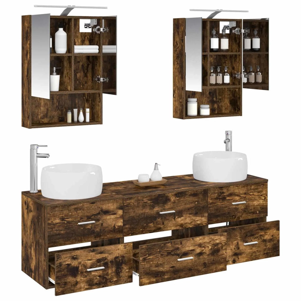 Set di mobili per il bagno 5 pcs Rovere Fumo 3407003