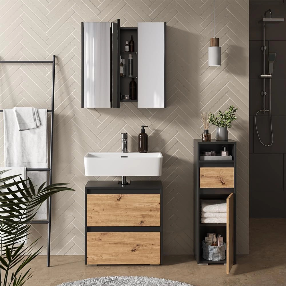Set di mobili da bagno Majest, Antracite/Artisan, 3 parti