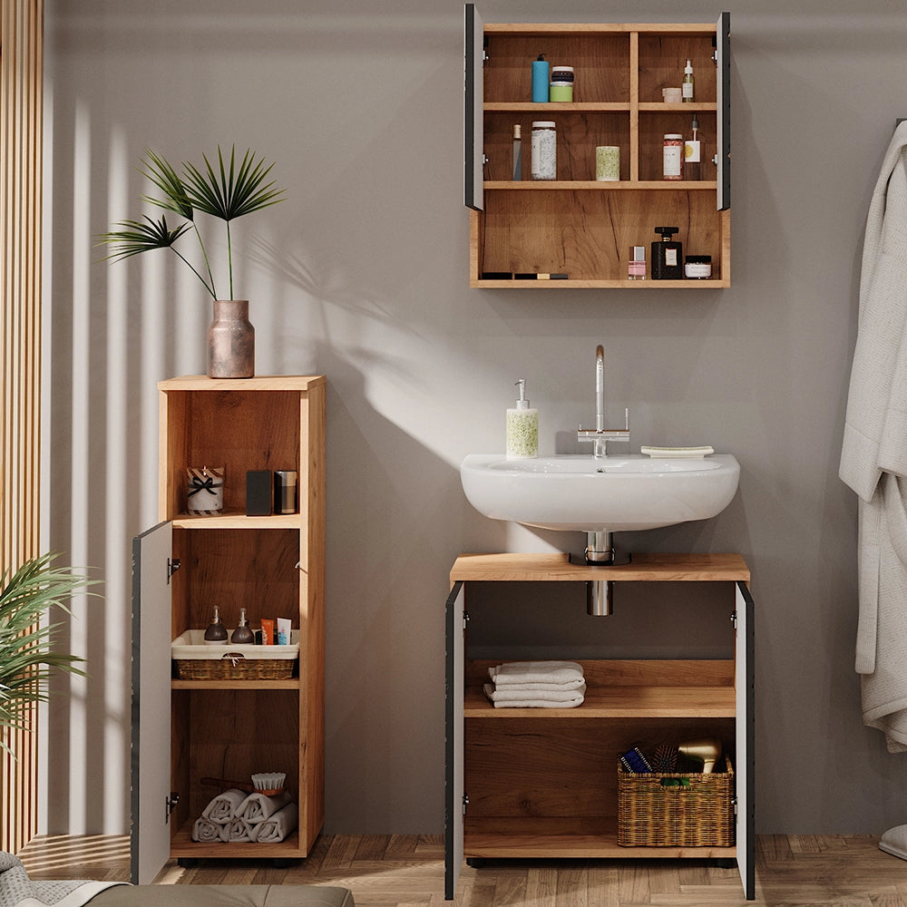 Vicco Set mobili bagno Antracite con struttura a nido d'ape 3 parti