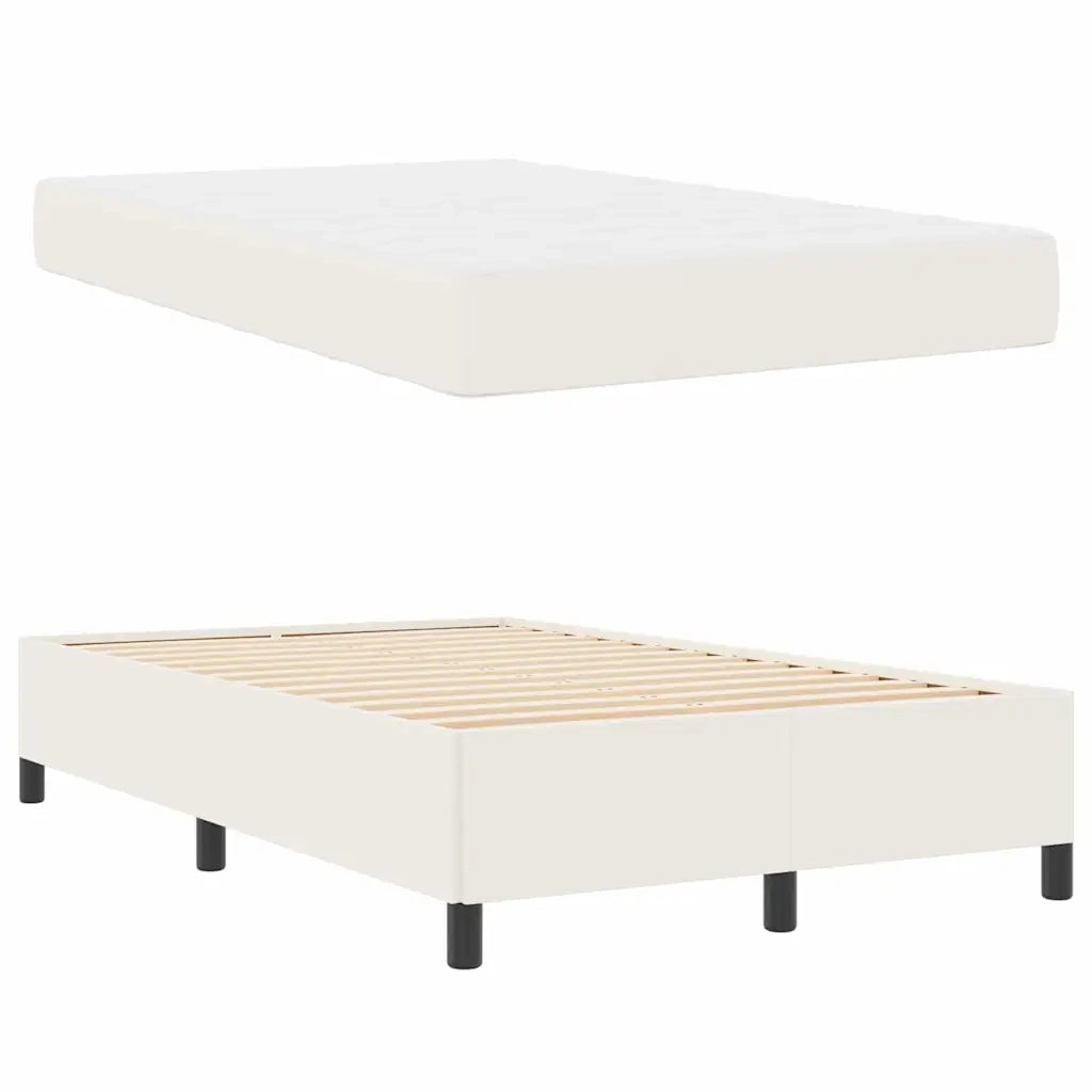 Struttura del letto con materasso Crema 120 x 190 cm Tessuto