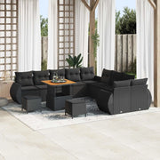 Set Divano da Giardino con cuscino 13 pcs Nero 3363879