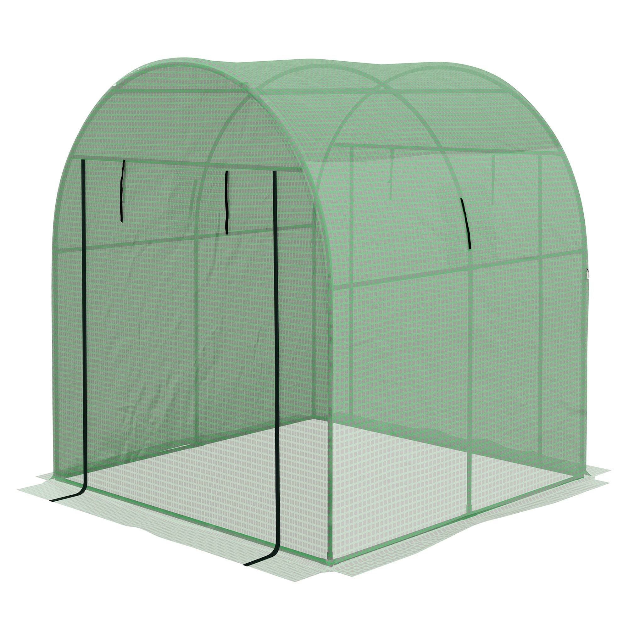 Serra a Tunnel per Orto con Porte Avvolgibili e Finestre 1,8x1,8x2m in Acciaio e PE Anti UV  Verde