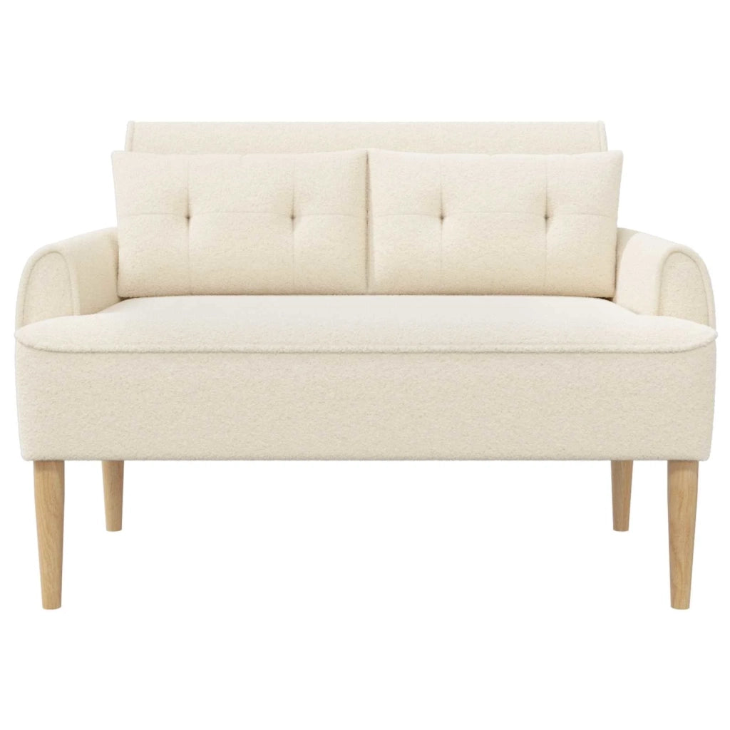 Loveseat con bottoni imbottiti Crema 117 x 67 x 77 cm Bouclé 42041823