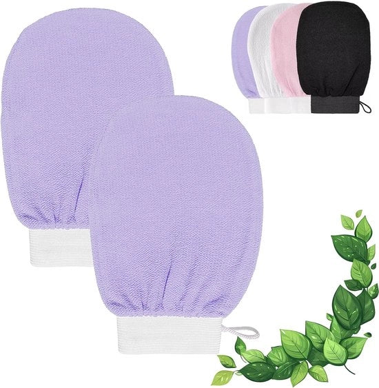 Set di 2 - Guanti per lo scrub del corpo - Riciclabili - Cura della pelle - Doccia - Blu scuro